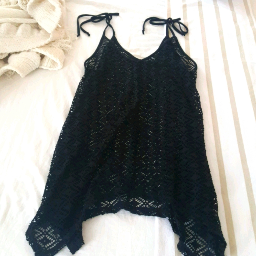 Black see thru swimsuit coverup